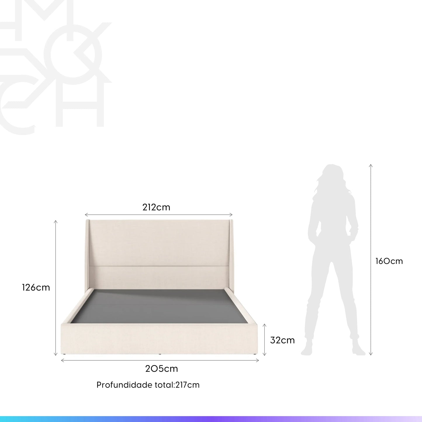 Cama Estofada King com Cabeceira Ayla - Linho Texturizado Off White
