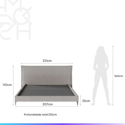 Cama Estofada King com Cabeceira Eos