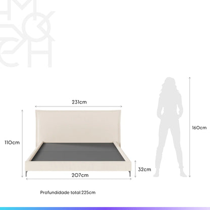 Cama Estofada King com Cabeceira Eos
