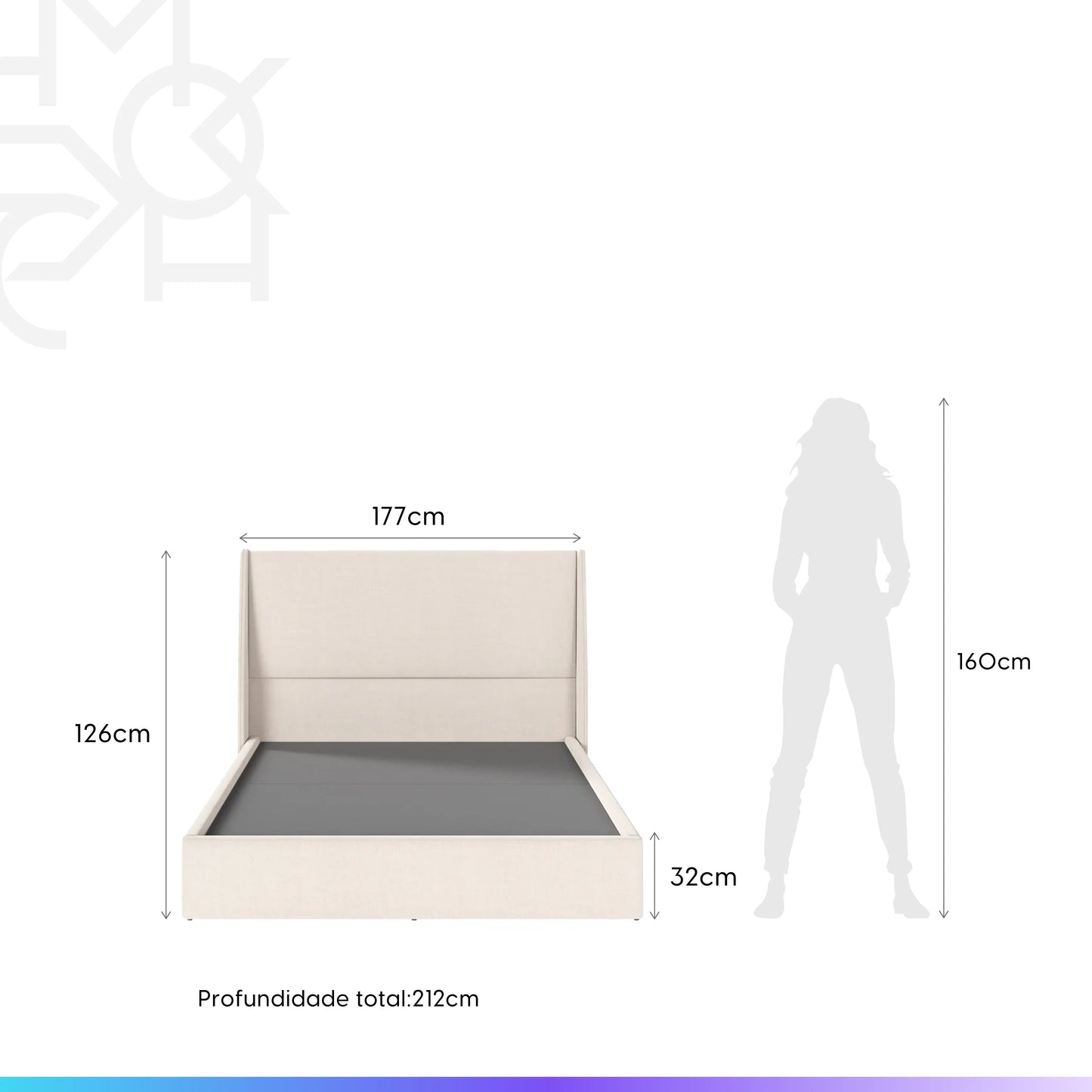 Cama Estofada Queen com Cabeceira Ayla - Linho Texturizado Off White