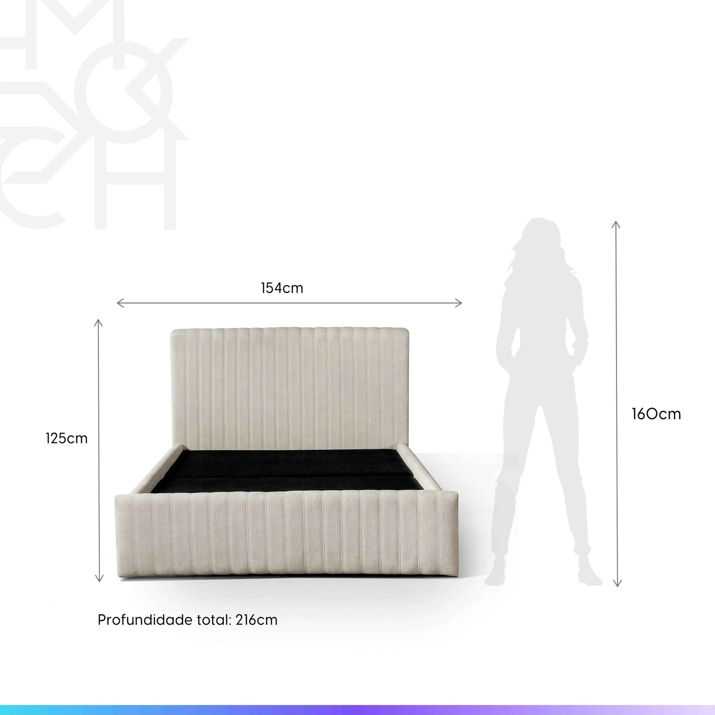 Cama Estofada de Casal com Cabeceira Louise