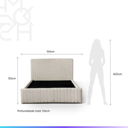 Cama Estofada de Casal com Cabeceira Louise