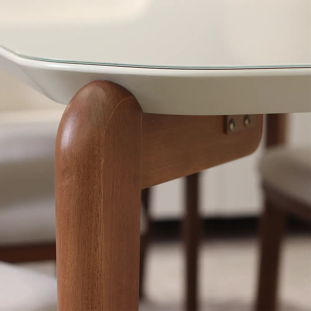 Conjunto de Jantar Mesa Retangular com Vidro Donatella 6 Cadeiras Kalina - Natural c/ Carbono
