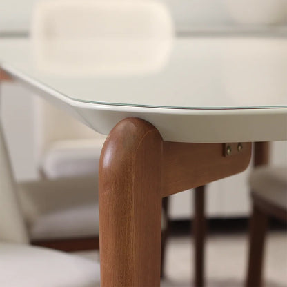 Conjunto de Jantar Mesa Retangular com Vidro Donatella 4 Cadeiras Kalina - Natural c/ Off White