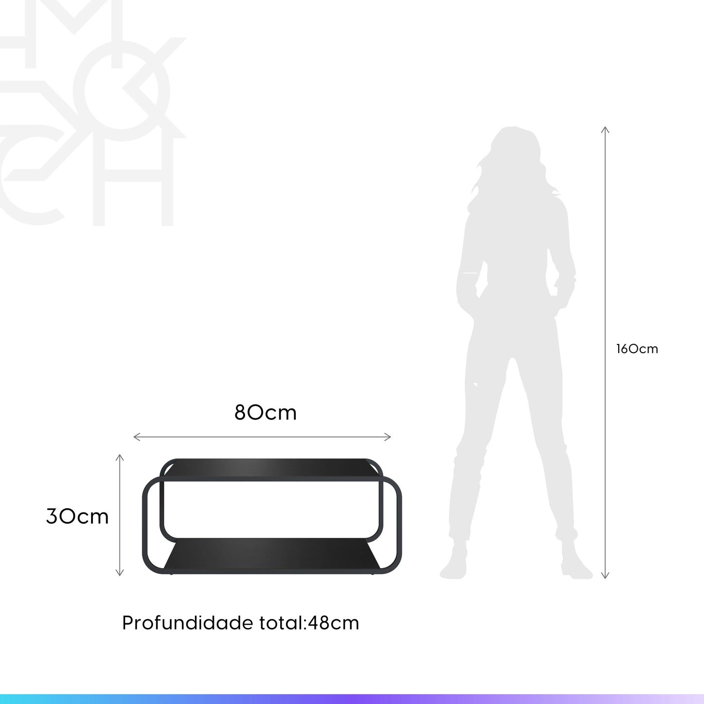 Mesa de Centro Retangular Dunna 80 cm