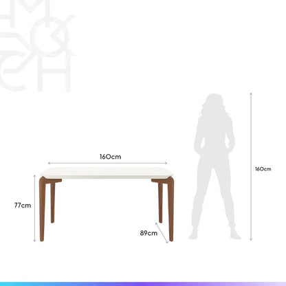 Conjunto de Jantar Mesa Retangular com Vidro Donatella 6 Cadeiras Kalina - Natural c/ Off White
