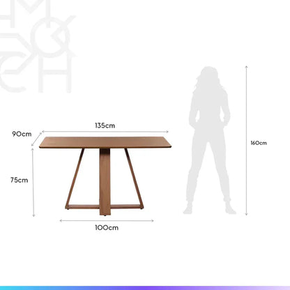 Conjunto de Jantar Mesa Retangular Avena 4 Cadeiras Lara - Canella c/ Linho Off White
