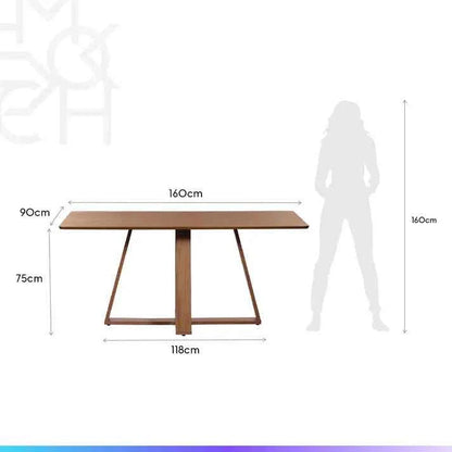 Conjunto de Jantar Mesa Retangular Avena 6 Cadeiras Lara - Canella c/ Linho Off White