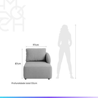 Módulo Sofá com Chaise e Braço Direito 1 Lugar Mood 97 cm
