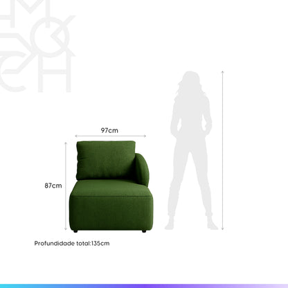 Módulo Sofá com Chaise e Braço Direito 1 Lugar Mood 97 cm