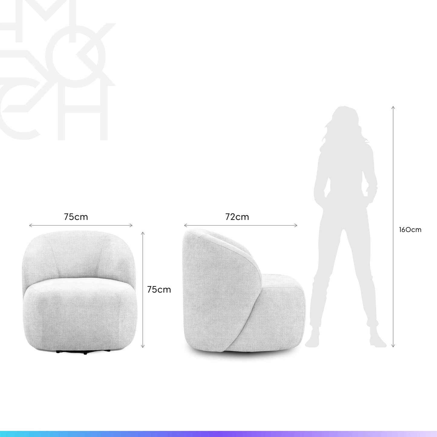 Poltrona Giratória Estofada Elle - Linho Texturizado Off White