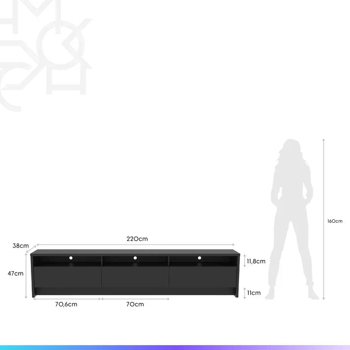 Conjunto Sala de Estar Rack para TV até 75” Aspen - Sofá 6 Lugares com Chaise Lado Direito Mônaco