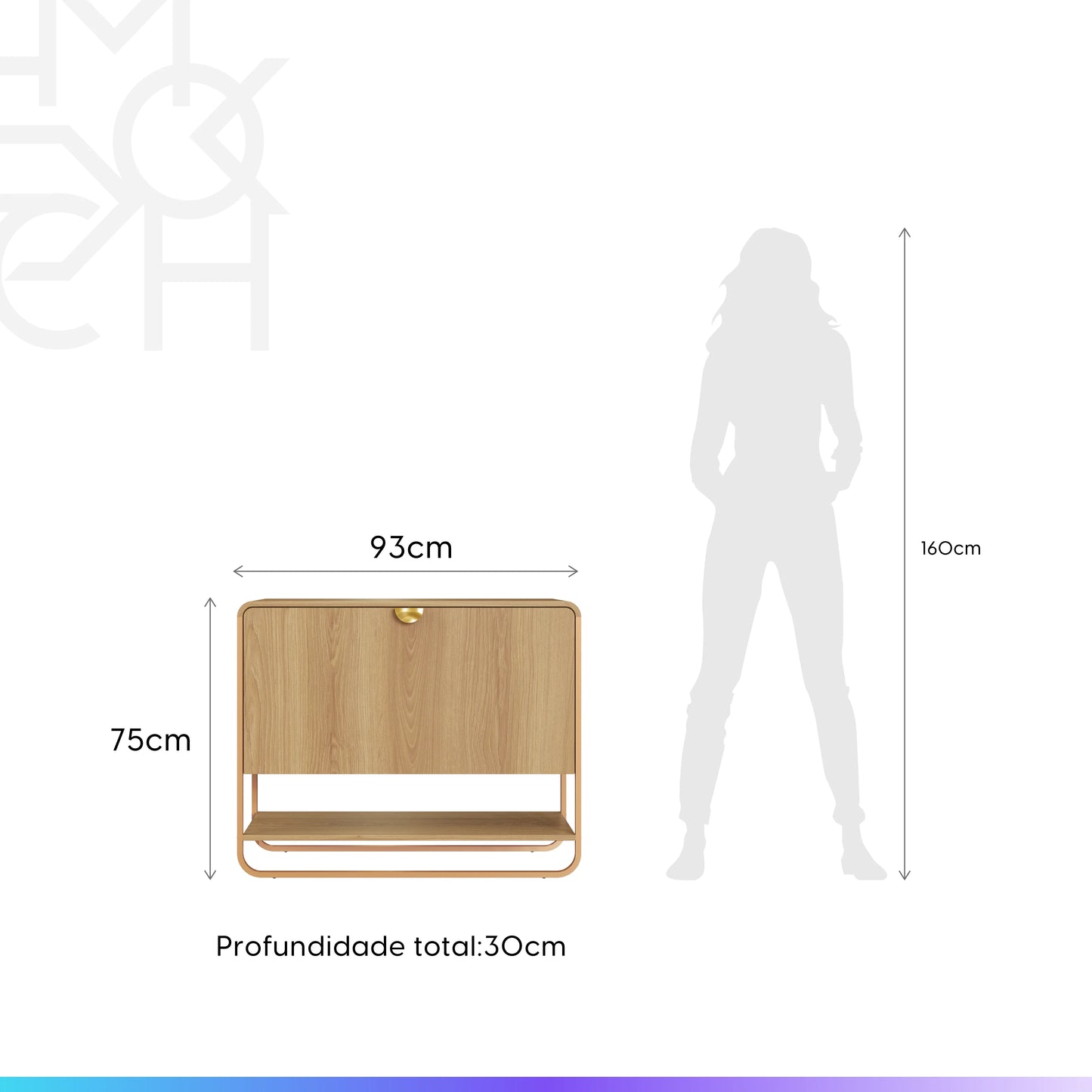 Sapateira com 1 Porta Dunna 93 cm - Mel c/ Dourado
