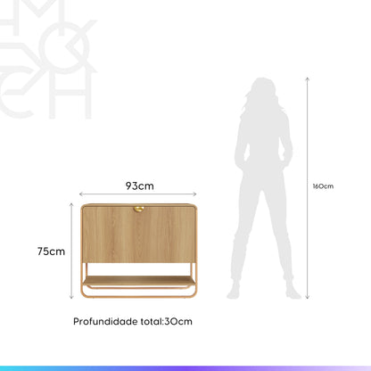 Sapateira com 1 Porta Dunna 93 cm - Mel c/ Dourado