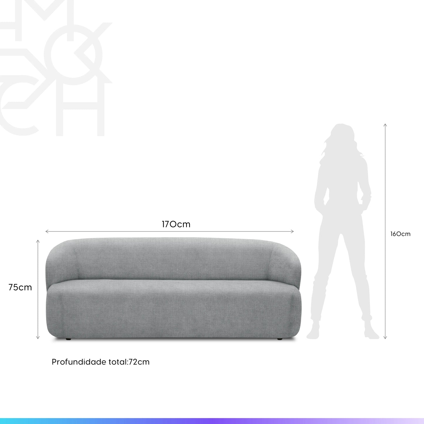 Sofá 3 Lugares Elle 170 cm