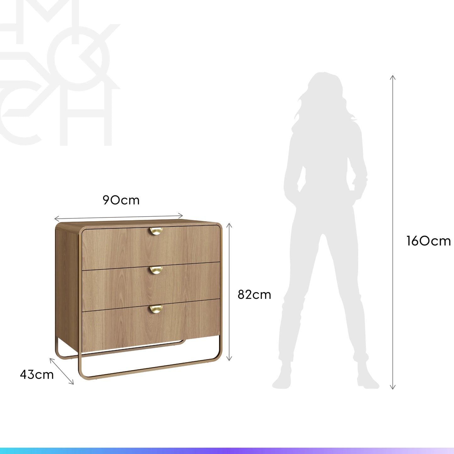 Cômoda com 3 Gavetas Dunna 90 cm