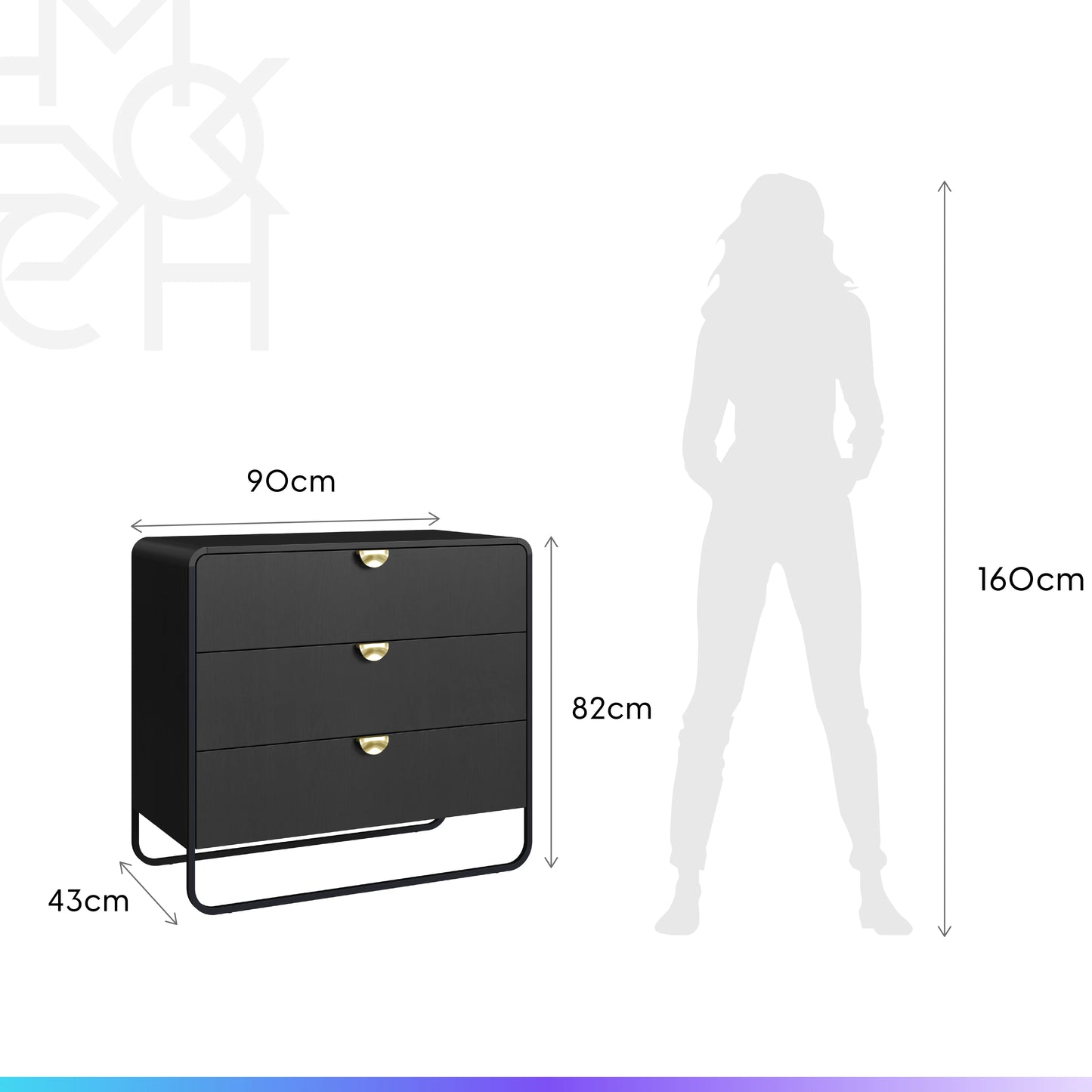 Cômoda com 3 Gavetas Dunna 90 cm