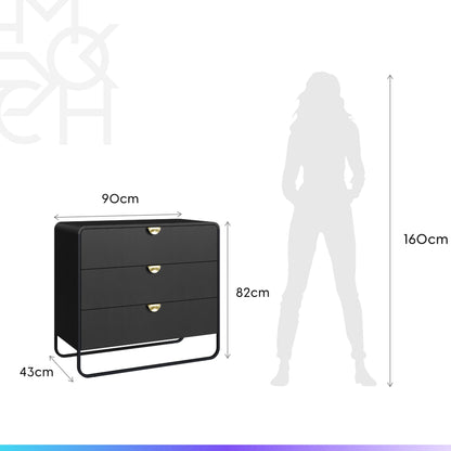 Cômoda com 3 Gavetas Dunna 90 cm