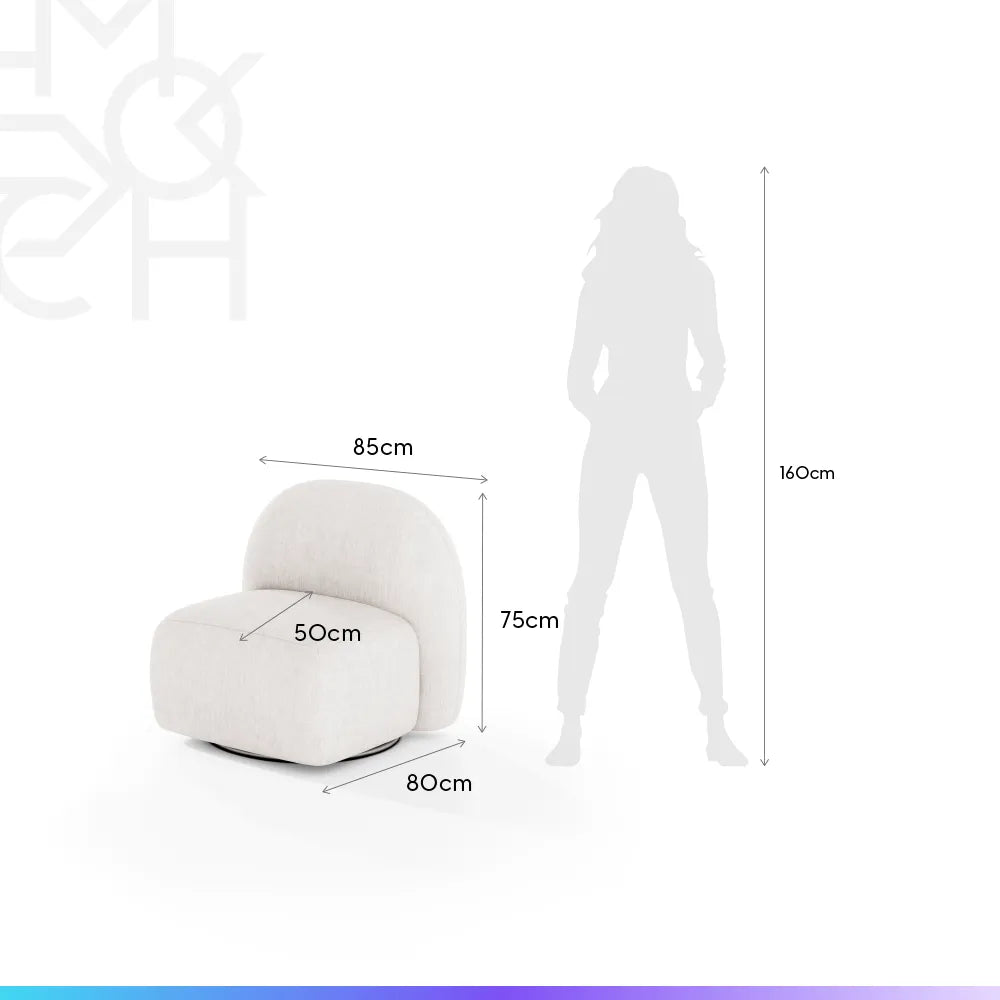 Conjunto Poltrona Giratória e Puff Estofados Aurora