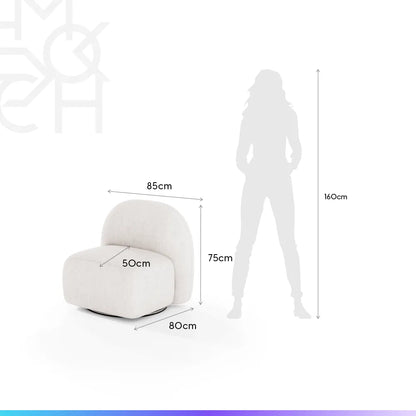 Conjunto Poltrona Giratória e Puff Estofados Aurora