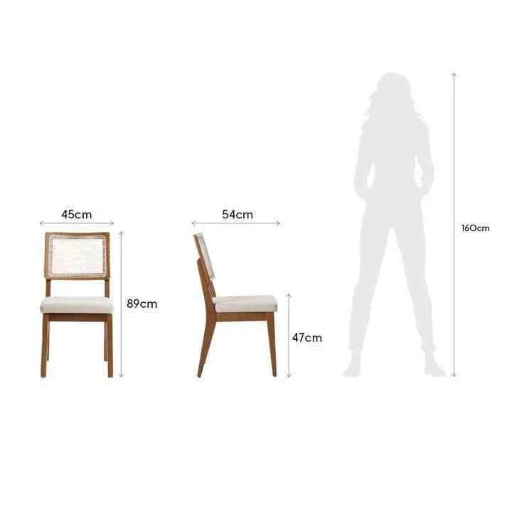Conjunto de Jantar Mesa Retangular com Vidro Avena 4 Cadeiras Saga Off White c/ Linho Mescla Cru