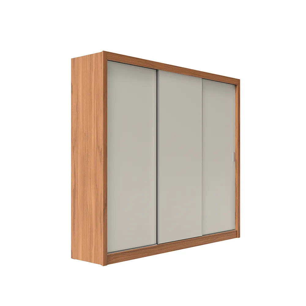 Guarda-Roupa Casal 3 Portas de Correr 8 Gavetas Montclair 275 cm - Canella c/ Off White Fosco