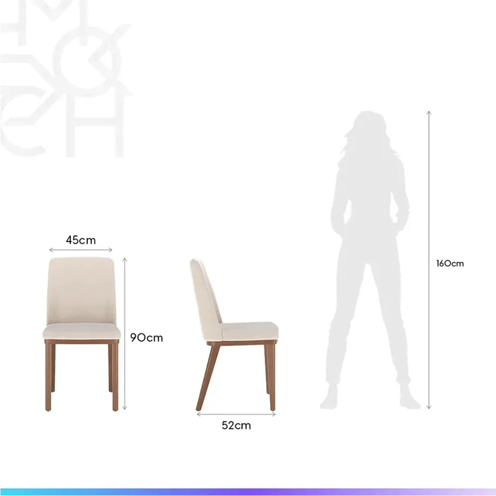 Conjunto de Jantar Mesa Retangular com Vidro Donatella 4 Cadeiras Kalina - Natural c/ Off White