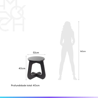 Mesa Lateral Redonda Duo 52 cm - Preto