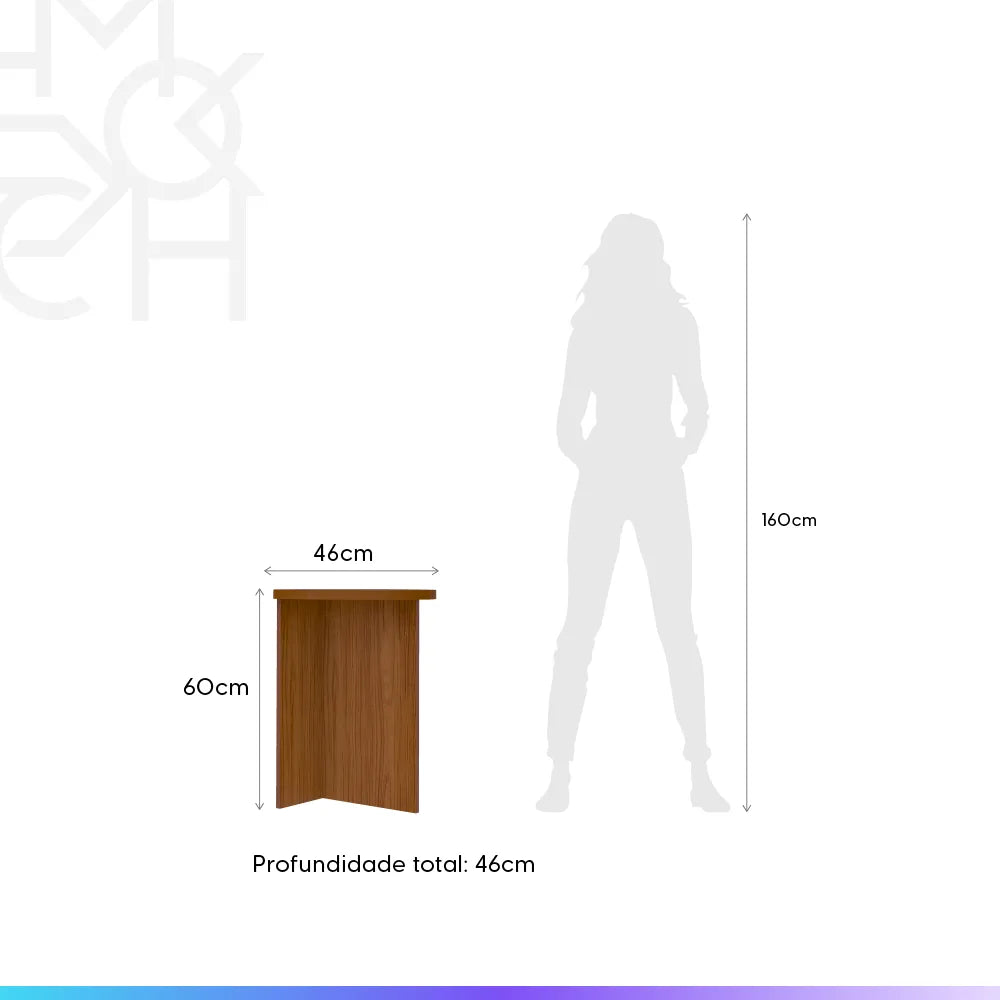Mesa Lateral Triangular para Sala Elia 60 cm - Natural