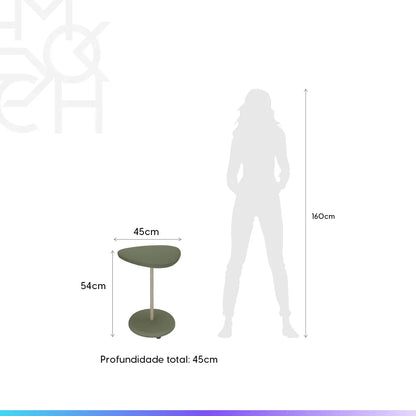 Mesa Lateral Triangular para Sala Lyra 54 cm - Menta c/ Dourado