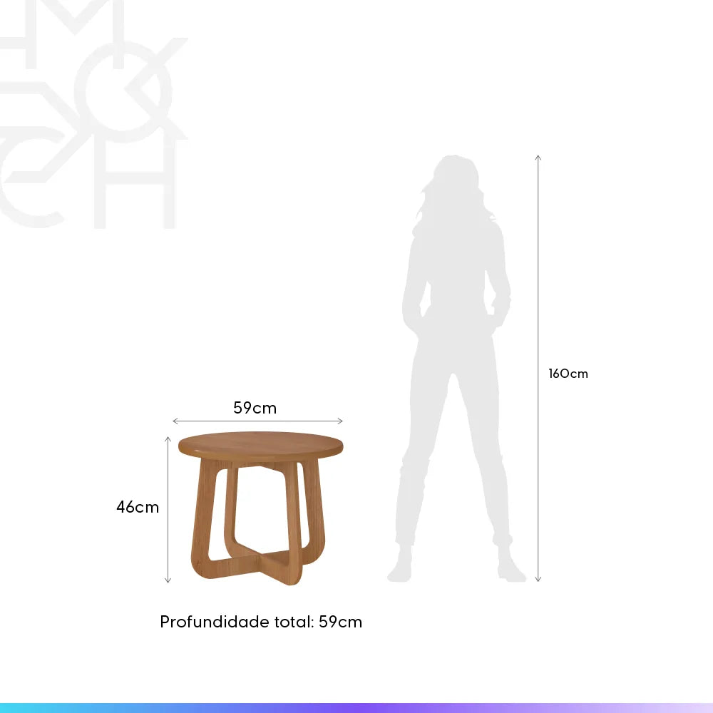 Mesa de Centro Redonda para Sala Esfera 59 cm - Mel