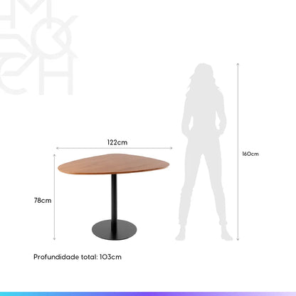 Mesa de Jantar Orgânica para 4 Lugares Kalyx 122 cm - Preto c/ Canella