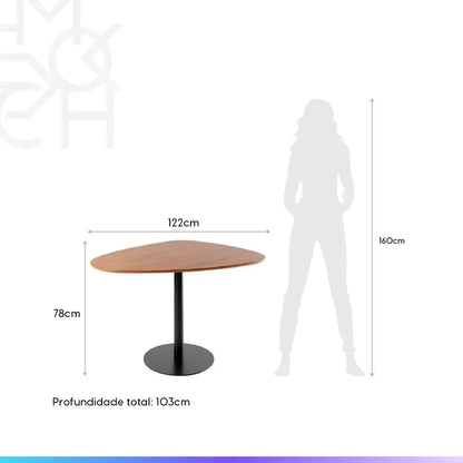 Conjunto de Jantar Mesa Organica Kalyx 4 Cadeiras Ella Canella c/ PU Caramelo