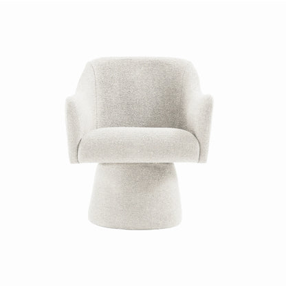 Poltrona Giratória Estofada Phylo - Linho Texturizado Off White