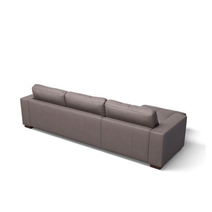 Sofá 5 Lugares com Chaise Lado Esquerdo Avalon 296 cm - Couro Natural Chumbo
