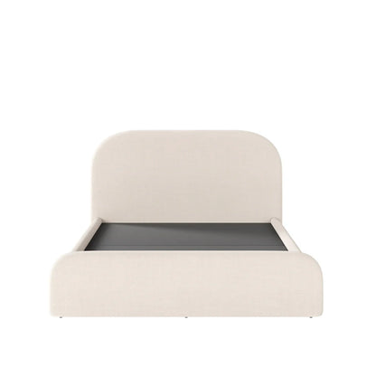 Cama Estofada King com Cabeceira Aurora - Linho Texturizado Off White