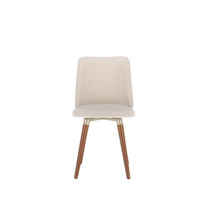 Conjunto de 2 Cadeiras Giratória de Madeira Maciça Estofada Dakota - Natural c/ Linho Off White - Champanhe