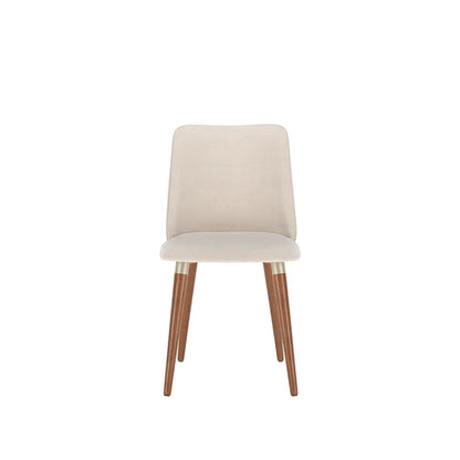 Conjunto de 2 Cadeiras de Madeira Maciça Estofada Dakota - Natural c/ Linho Off White - Champanhe