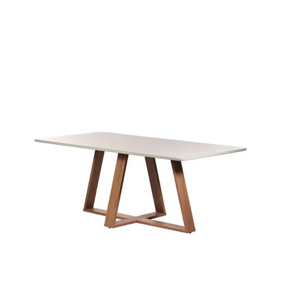 Conjunto de Jantar Mesa Retangular com Vidro Avena 6 Cadeiras Lara - Canella c/ PU Off White