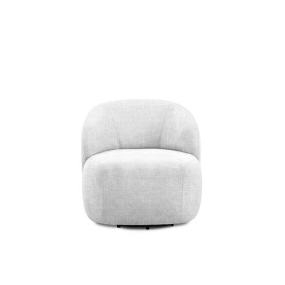 Poltrona Giratória Estofada Elle - Linho Texturizado Off White