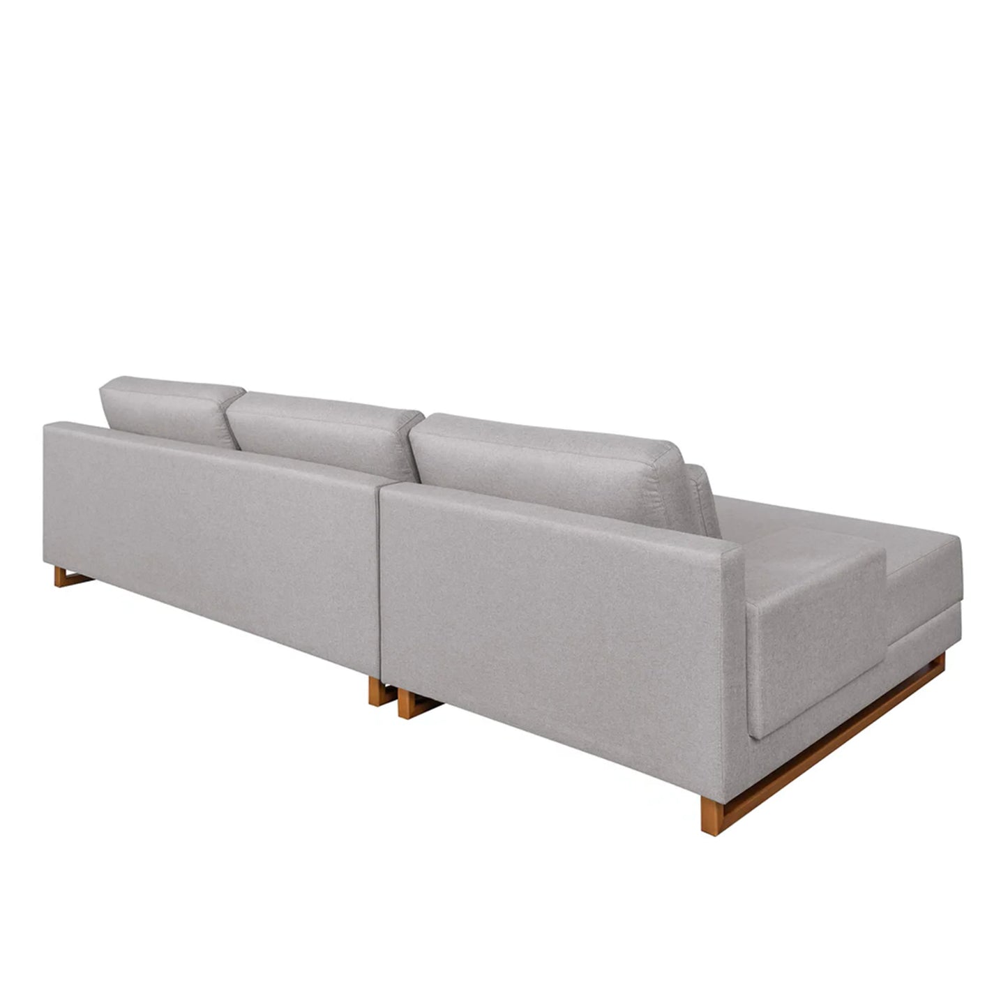 Sofá 6 Lugares com Chaise Lado Esquerdo Mônaco 300 cm - Linho Texturizado Cinza c/ Natural