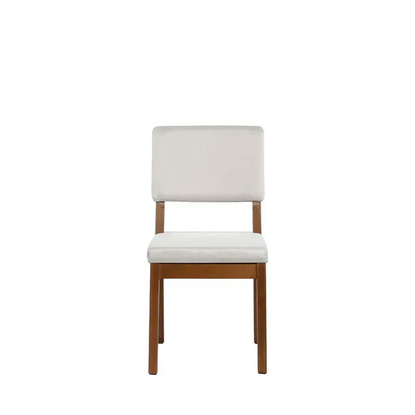 Conjunto de Jantar Mesa Organica Kalyx 4 Cadeiras Ella - Canella c/ Linho Off White