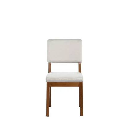 Conjunto de Jantar Mesa Organica Kalyx 4 Cadeiras Ella - Canella c/ Linho Off White
