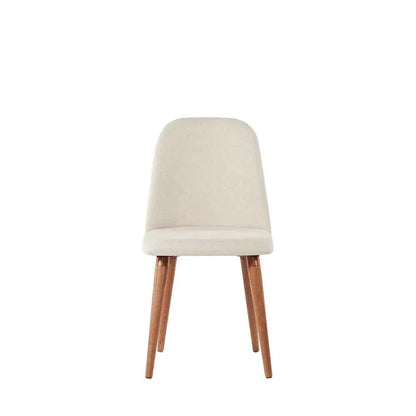 Conjunto de 2 Cadeiras de Madeira Maciça Estofada New Drop - Natural c/ Linho Off White - Cobre