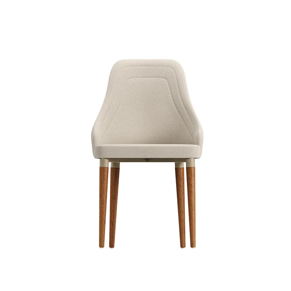 Conjunto de 2 Cadeiras de Madeira Maciça Estofada Evelyn - Natural c/ Soft Palha - Champanhe