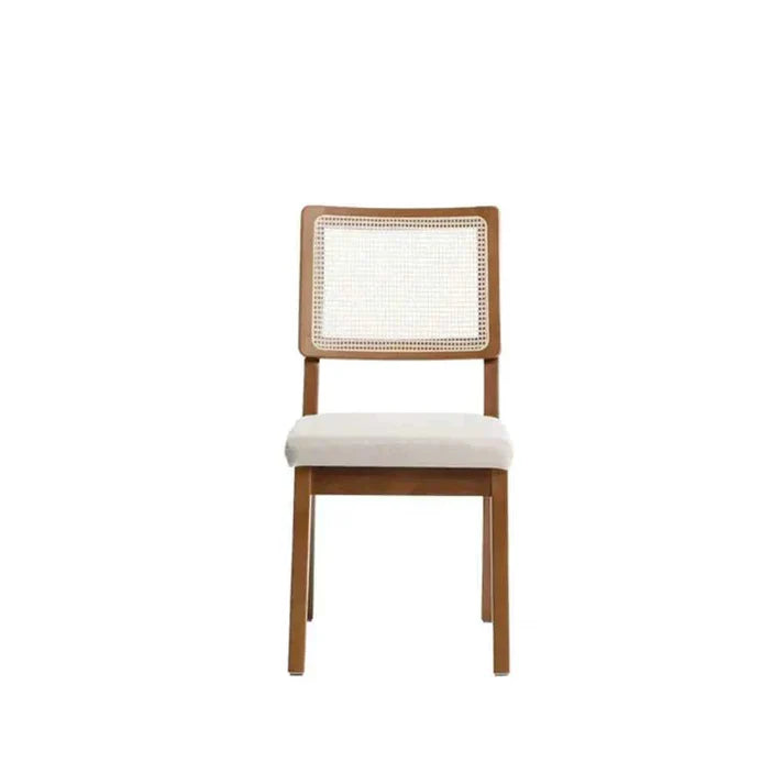 Conjunto de Jantar Mesa Retangular com Vidro Avena 6 Cadeiras Saga Off White c/ Linho Mescla Cru