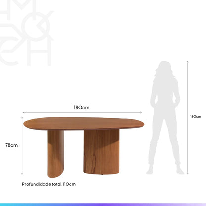 Conjunto de Jantar Mesa Orgânica Gaya 6 Cadeiras New Drop - Natural c/ Cinza