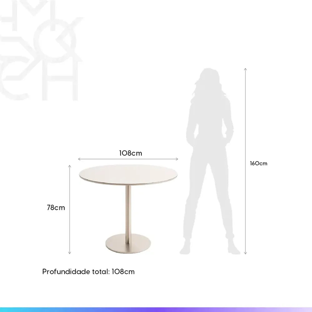Conjunto de Jantar Mesa Redonda com Vidro Cloe 4 Cadeiras Lara