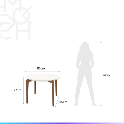 Conjunto de Jantar Mesa Redonda com Vidro Donatella 4 Cadeiras Kalina
