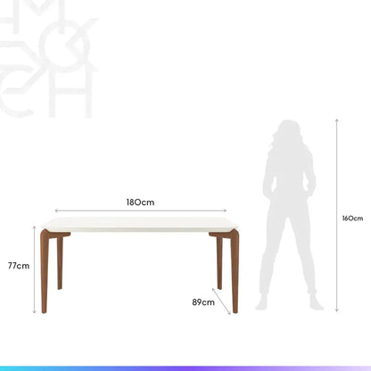 Conjunto de Jantar Mesa Retangular com Vidro Donatella 6 Cadeiras Kalina - Natural c/ Carbono